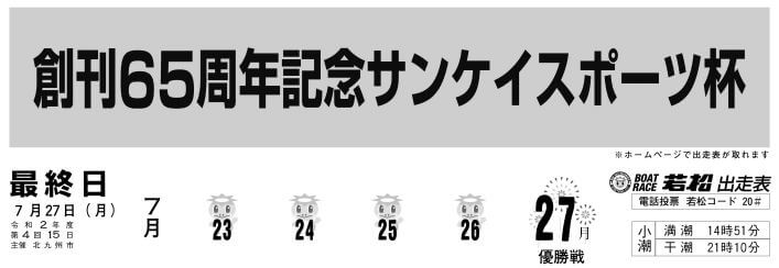 【7/27 若松競艇予想】創刊65周年記念サンケイスポーツ杯(2020) 最終日の買い目を大公開！