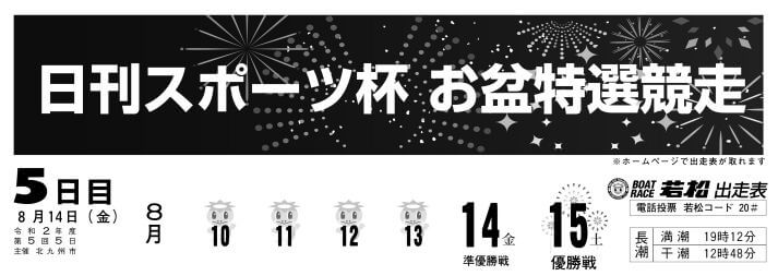 【8/14 若松競艇予想】日刊スポーツ杯お盆特選競走(2020) 5日目の買い目を大公開！