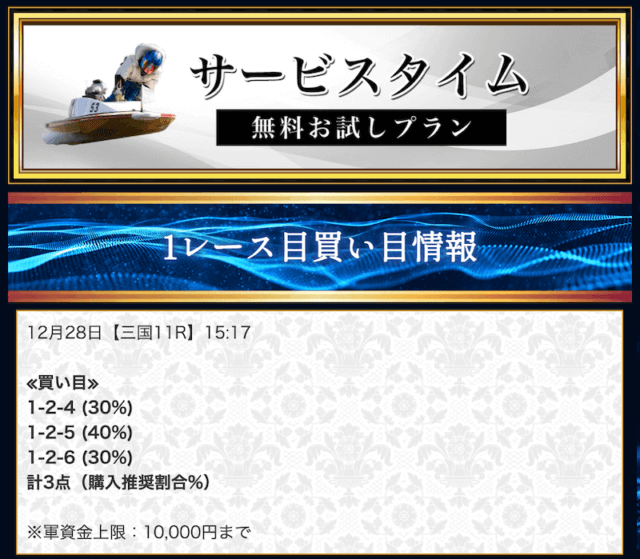 競艇セントラル2022年12月28日無料予想買い目