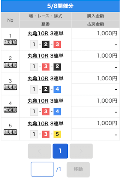 ボート生活無料買い目
