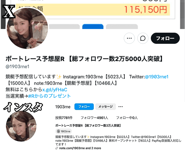 RのインスタとX
