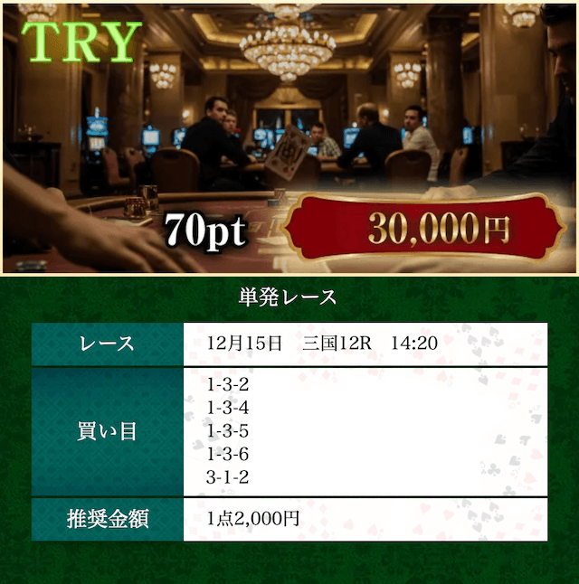 ボートリオ 2025年12月15日三国12R 有料プラン「TRY」